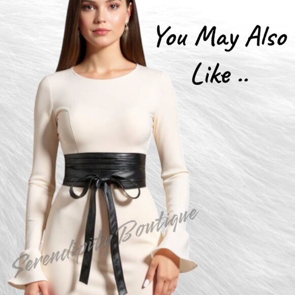 Boho Moto Chic Wide Faux Leather Black Leather Button Detail Statement Belt - Picture 5 of 7